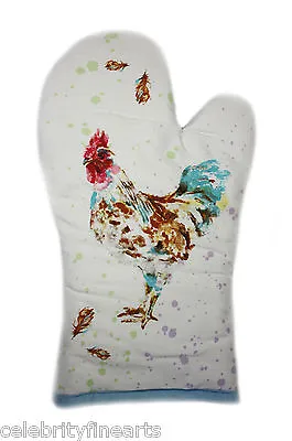 Country Cockerel Cotton Oven Glove Mitt Kitchen Accessory Great GIFT NEW • £1.99