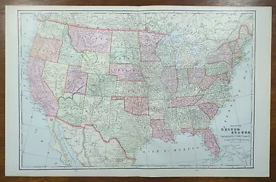 Vintage 1903 UNITED STATES Of AMERICA Map 22 X14  Old Antique Original USA DC • $23.74