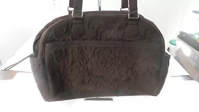 Vera Bradley Large Bowler Style Diaper Bag Quilted Brown W/ Pad GUC • $9.99