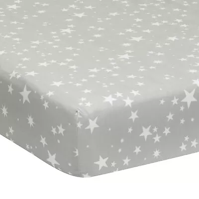 Lambs & Ivy Milky Way Gray/White Stars 100% Cotton Baby Fitted Crib Sheet • $22.99