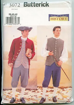 Historical Colonial Men's Suit & Hat - Butterick Sewing Pattern - Sizes 38-42 • $10.36