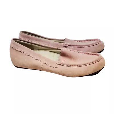 Vionic 9 Mckenzie Pink Shoe Loafer Flat Leather Fleece Insulated Comfort Casual • £23.14