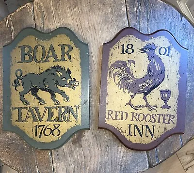 2 Masketeers Inc. Vintage 70’s Boar Tavern 1768 & 1801 Red Roosters Inn Sign • $22.03