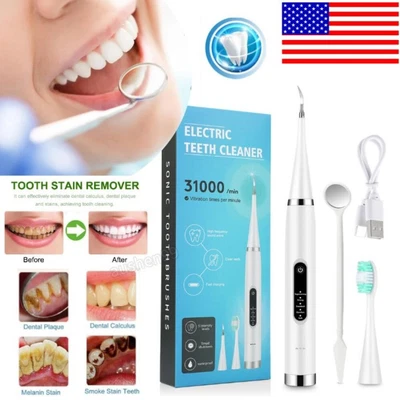 $12.95 • Buy Electric Ultrasonic Dental Calculus Tooth Cleaner USB Scaler Plaque Remover Kit