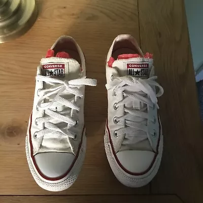 £10 • Buy Converse All Star White Leather Trainers Size UK 4 EU 36.6