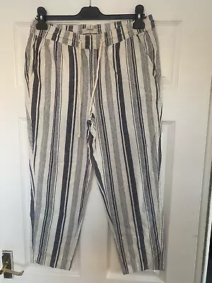 £3 • Buy Matalan Striped Summer Linen Blend Trousers Size 10