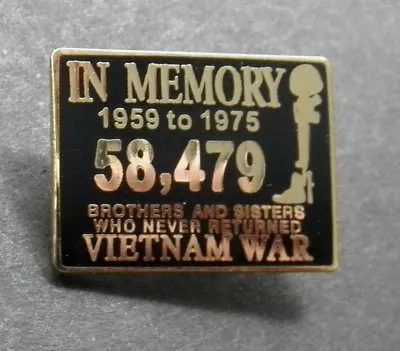 Vietnam War In Memory 1959 1975 Vet Veteran Lapel Hat Pin Badge 1 Inch • $5.64