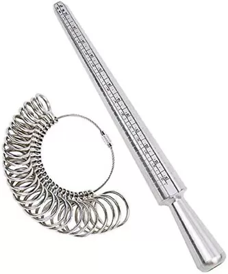 Metal Ring Sizer Guage Mandrel Finger Sizing Measure Stick Standard Jewelry Tool • $14.49