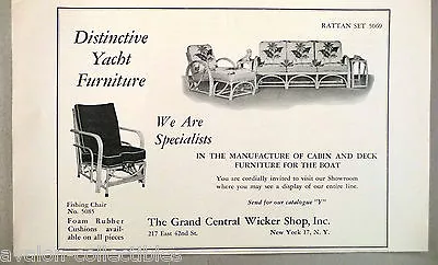 Cabin & Deck Boat & Yacht Furniture PRINT AD - 1948 ~~ Grand Central Wicker Shop • $9.99