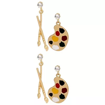  2 Pairs Exaggerated Personality And Irregular Earrings Alloy Miss Paint • £8.79
