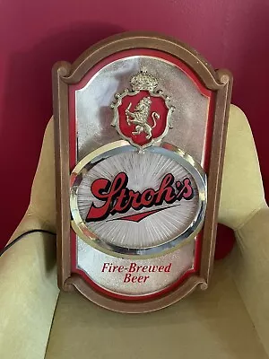 Stroh's Fire Brewed Beer Flourescent Light Up Motion Wall Sign Vintage • $75