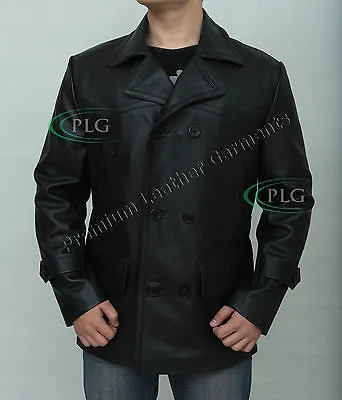 Men's KRIEGSMARINE / German Submarine WW2 Uboat Reefer Vintage Leather Coat • $126.28