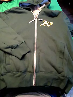 New G-iii Mlb Oakland A's Mens Sherpa Lined Zip Front Sweatshirt Jacket Green Lg • $29.69