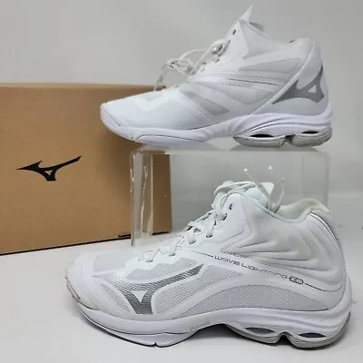 Mizuno Women's 6.5 Wave Lightning Z6 Mid 430284 White Volley Ball Shoes • $74.50