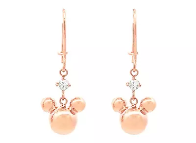 DISNEY Official Authentic Solid Rose Gold 17K Girl Earring Lobe Dangle Zircon • $232