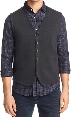 $168 Mans Store New 100% Merino Wool DK Gray Cardigan Sweater Vest Size Medium • $99.98