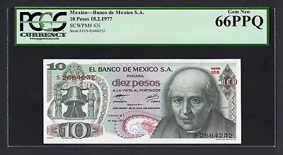 Mexico 10 Pesos 18-2-1977 P63i Uncirculated Graded 66 • $11.99