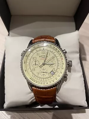 £110 • Buy Rotary Chronospeed Cream Men's Watch - GS03447-08