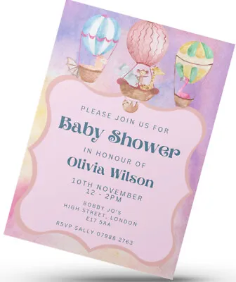 10 X Personalised Baby Shower Invitations Cute Baby Design Customisable Text • £4.46