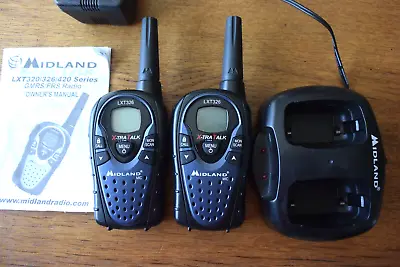 Midland LXT326 Walkie-Talkies (2) W/charging Base Charger And Instructions • $29.99