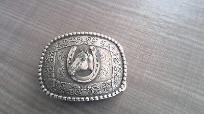 Montana Silversmith Belt Buckle Horse Head With Horse Shoe Pre-Owned • $20