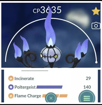 Chandelure Lv50 Pokemon Trade Go  2 Charge Move Master Pvp Pokémon Go • $9.90