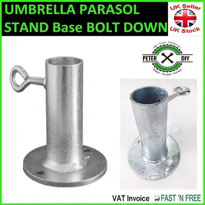 UMBRELLA PARASOL STAND Base BOLT DOWN Holder Galvanised 39x107mm • £7.97