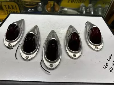 NOS Set 5 Vintage KD 517 Marker Light CLEARANCE Red GLASS Old TRUCK CAB Patina • $399.95