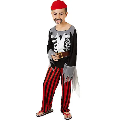 Pirate Costume For Boys | Jack Sparrow Halloween Fancy Dress Outfit Bones Kids • £25.99