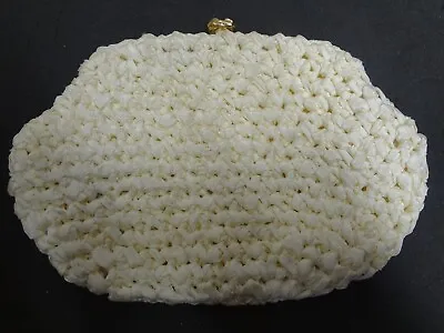 Vintage Morris Moskowitz Ivory Crochet Ribbon Clutch Purse / Evening Bag • $15