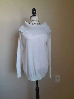 Michael Kors Sweater White Cowl Neck Tunic Pullover Women's L • $11.99