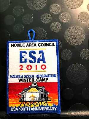 BSA MOBILE AREA COUNCIL 2010 MAUBILA SCOUT RESERVATION WINTER CAMP 100th PATCH • $7.69