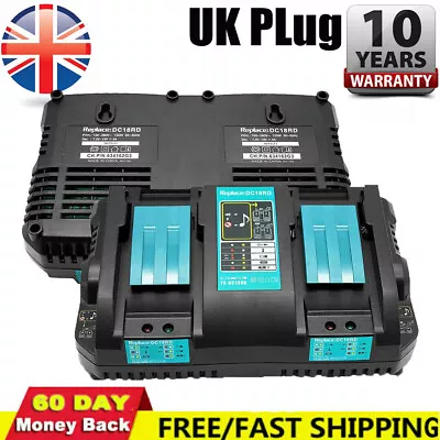 DC18RD Dual Charger For Makita 14.4V 18V Lithium-Ion Battery BL1860 BL1830 NEW • £21.89