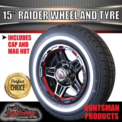 15  6 Stud Raider Caravan Boat Trailer Mag Wheel & 195R15C Whitewall Tyre • $239