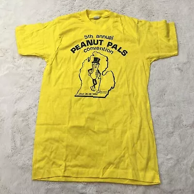 Vintage Planters Mr. Peanut Shirt Adult M Yellow Single Stitch USA Made 80s • $45