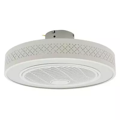 OUKANING Ceiling Fan 8.6 X21.6 X21.6  Integrated LED White Enclosed W/Remote • $125.45