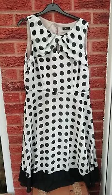 M & Co Polka Dot Dress Occasion Wear Vintage Style 1940s 50s Wedding Size 16 • £8.99