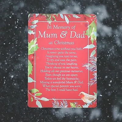 In Memory Of Mum & Dad At Christmas Graveside Waterproof Memorial Card Tribute • £2.99