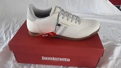 *NEW* LAMBRETTA Mens Tackle Court Trainers White SIZE 8 • £27