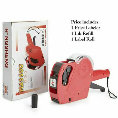 MX5500 EOS 8 Digits Price Tag Gun Labeler Labeller With Label & Ink Roller • $17.79