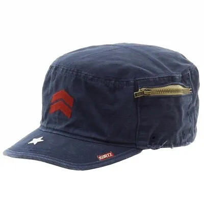 Kurtz Men's Fritz Airborne Navy Cotton Military Cap Hat • $34.95