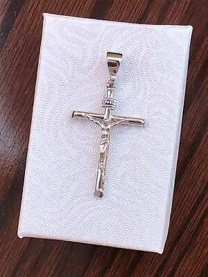 Mens 925 Sterling Silver Jesus Crucifix Cross Pendant Plain 35mm1.38  /43mm1.69  • $34.98