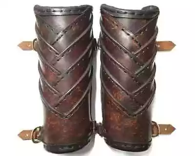 Leather Bracers Woven Vambraces SCA Leather Armor SCA LARP Medieval Costum • £54.33