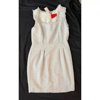 $48 • Buy NWT Z Spoke 10 Zac Posen Tweed Dress Winter White Ivory Sheath Boucle Metallic