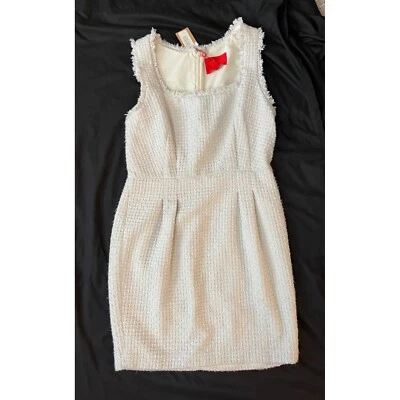 NWT Z Spoke 10 Zac Posen Tweed Dress Winter White Ivory Sheath Boucle Metallic • $44