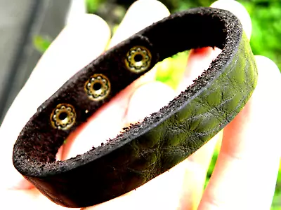 Bracelet  Buffalo Leather Cuff Wristband Dark Brown 1/2 Inch Wide Customize Size • $29