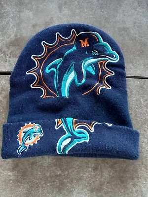 Miami Dolphins Beanie Cuffed Knit Winter Sport Orange Turquoise Hat • $16.75