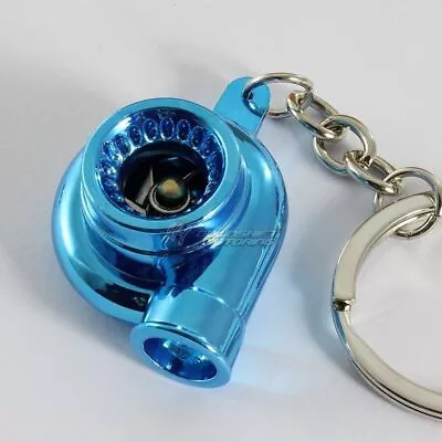 JDM Brilliant Metallic Blue Spinning Turbo Charger Turbine Keychain Keyring FOB • $4.99