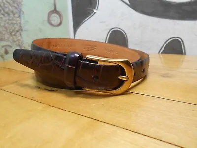 Martin Dingman Brown Leather Alligator Grain Belt Made In America Size 90/36 • $29.95