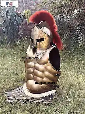 Medieval Armor Spartan Muscle Armour Breastplate 300 Movie Helmet Red Plum Roman • $179